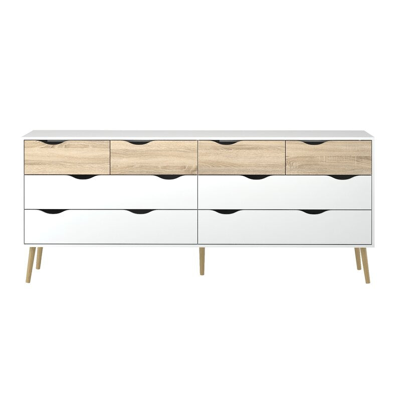 Oak/White Dowler 8 Drawer 77.05'' W Double Dresser