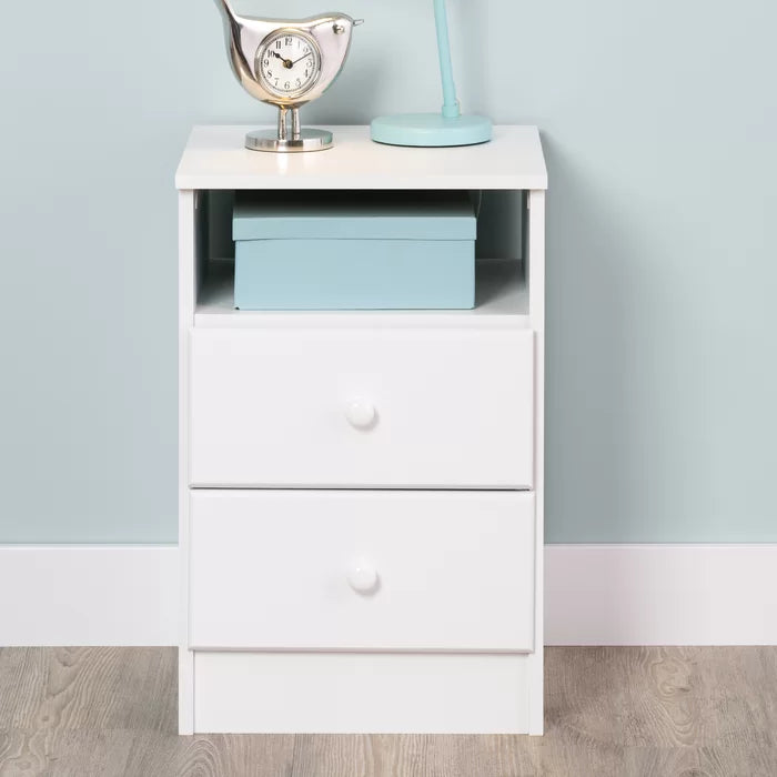Bright White Doyle 24.5'' Tall 2 - Drawer Nightstand Solid Wood