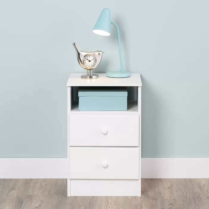 Bright White Doyle 24.5'' Tall 2 - Drawer Nightstand Solid Wood