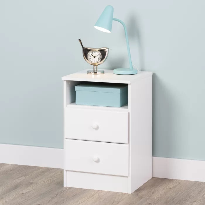 Bright White Doyle 24.5'' Tall 2 - Drawer Nightstand Solid Wood