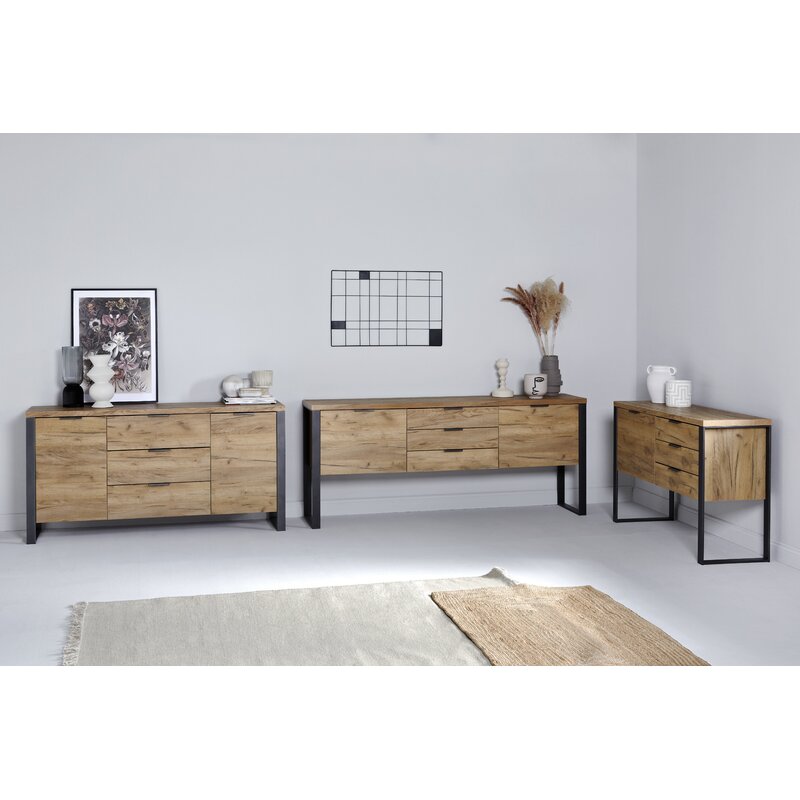 Core Oak Draylen 59'' Wide 3 Drawer Sideboard Extra Thick Top Boards