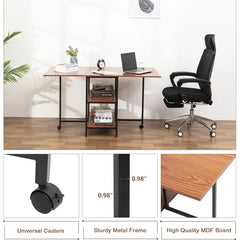 Drop Leaf Iron Dining Table Multi-Functional Table