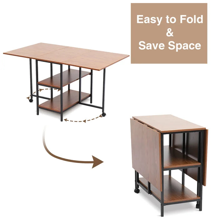 Drop Leaf Iron Dining Table Multi-Functional Table