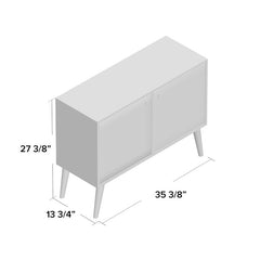 2 Door Accent Cabinet Blends Minimalist Modern Design Splash of Vibrant Color