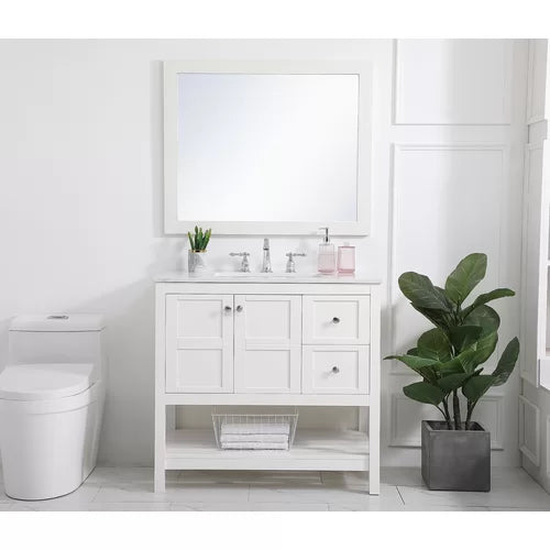 Duncombe 36" Single Bathroom Vanity Set Solid and Engineered Wood Base