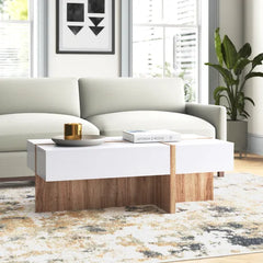 Pedestal Coffee Table with Storage Enhance The Style In Your Living Room Solid Manufactured Wood