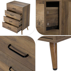 Brown Dunshee 4 Drawer Chest Simple & Elegant Appearance in Retro Style