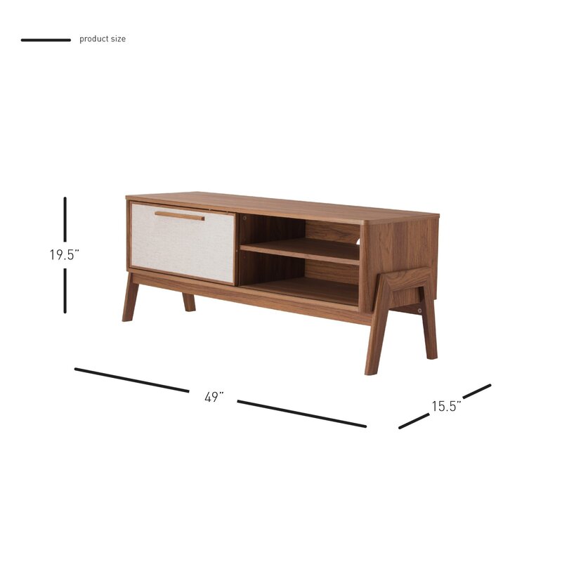 TV Stand for TVs up to 55" Provides Ample Storage and Delightful Retro Styling for your Media Station. Two Removable Shelves