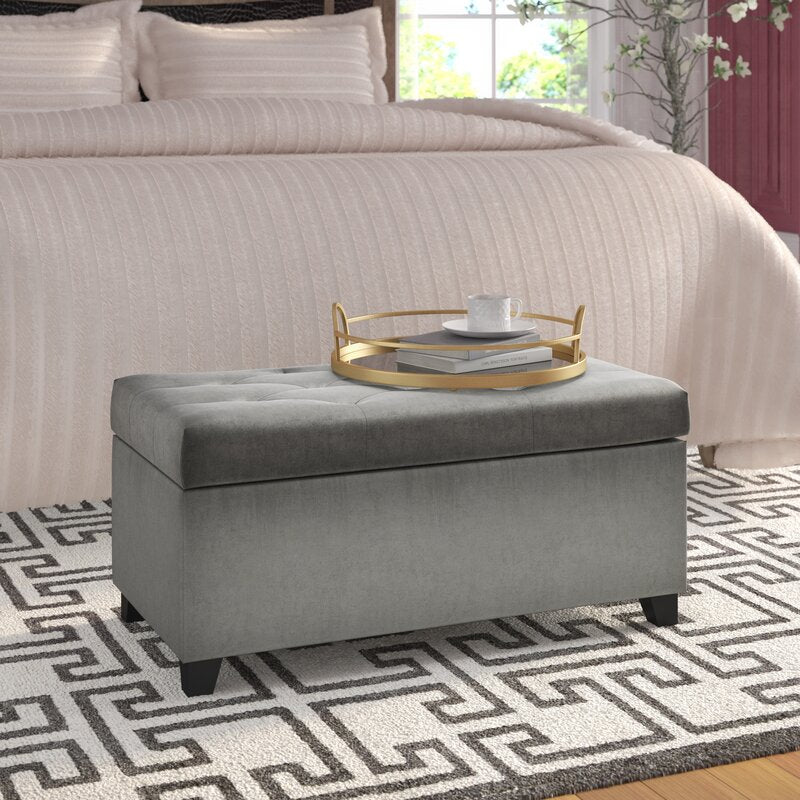 36'' Wide Velvet Tufted Rectangle Storage Ottoman with Offer Space to Sneakily Stow Folded Blankets