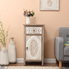 Distressed Finish Durazo 30.125'' Tall End Table with Storage Suitablefor Living Room