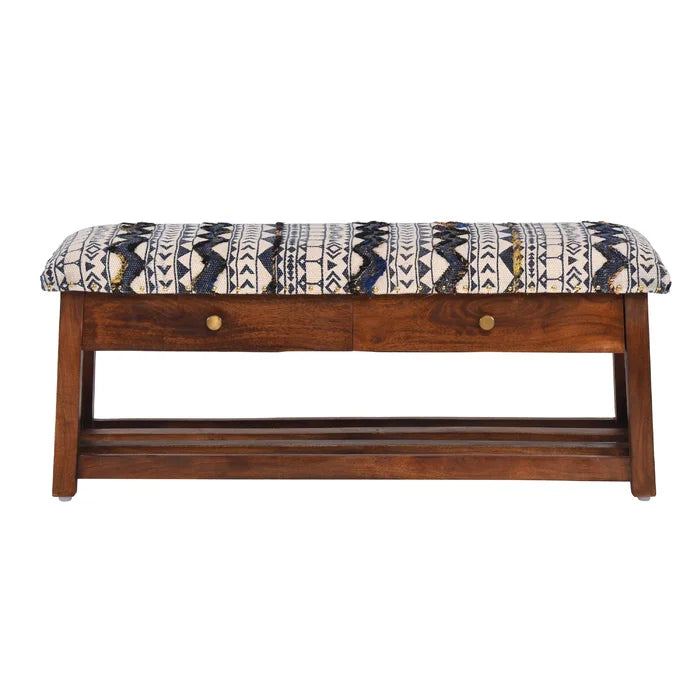 Eady Storage Bench Upholstered with Cotton Rug Fabric Provide Seating Comfort.