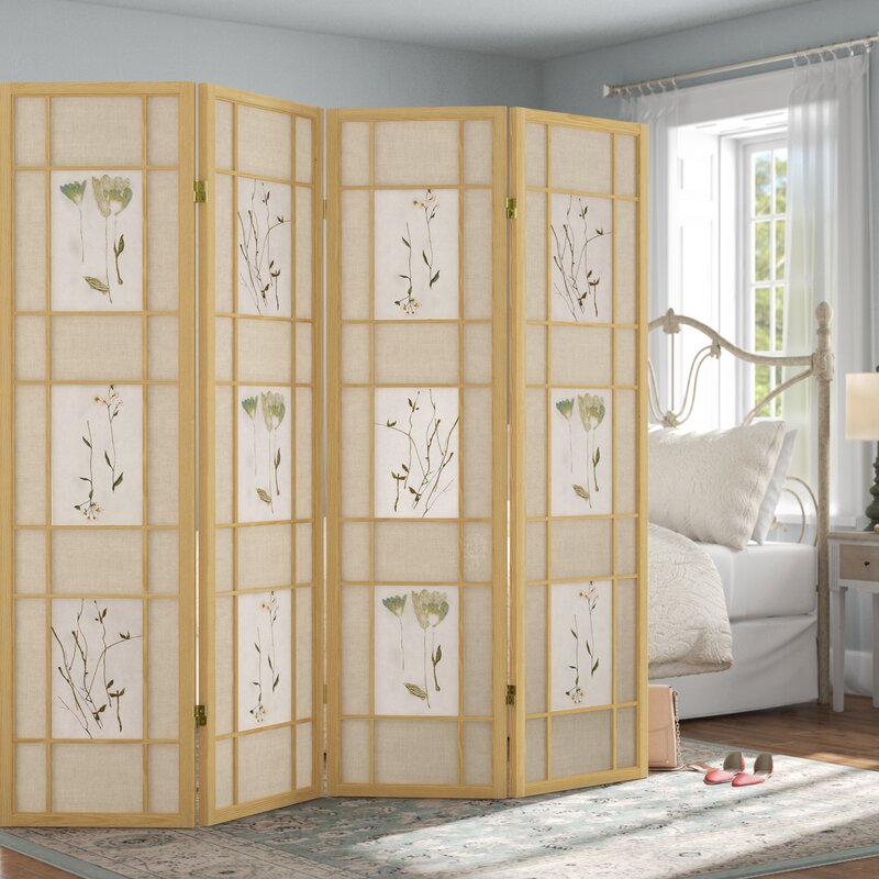 4 Panel Solid Wood Folding Room Divider Doubling As An Artful Accent and A Functional Room Divider