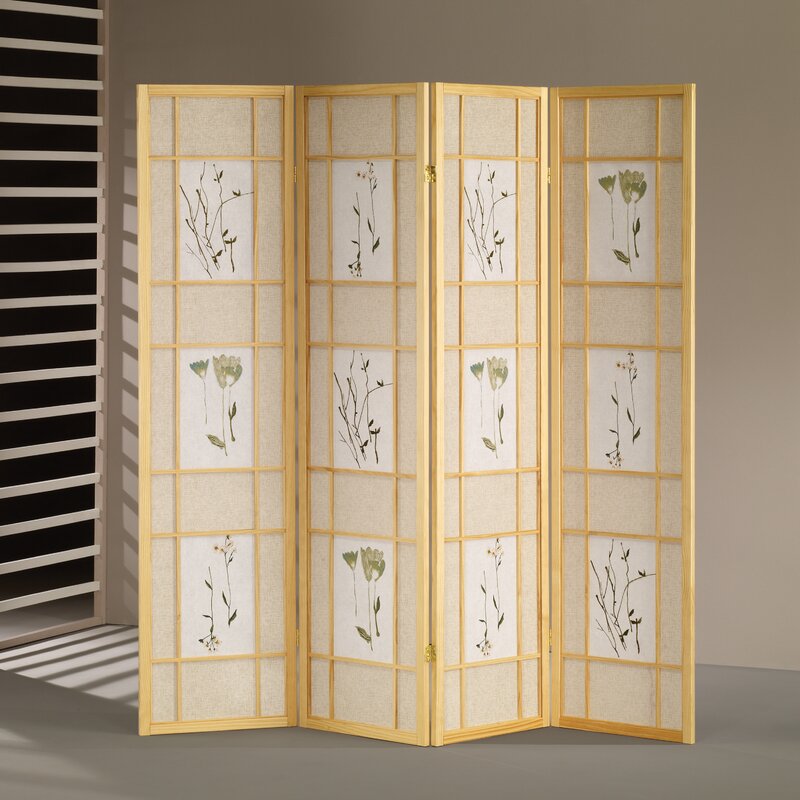 4 Panel Solid Wood Folding Room Divider Doubling As An Artful Accent and A Functional Room Divider
