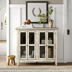 Eau Claire 42'' Tall Glass 4 Door Accent Cabinet Scrimshaw Furniture
