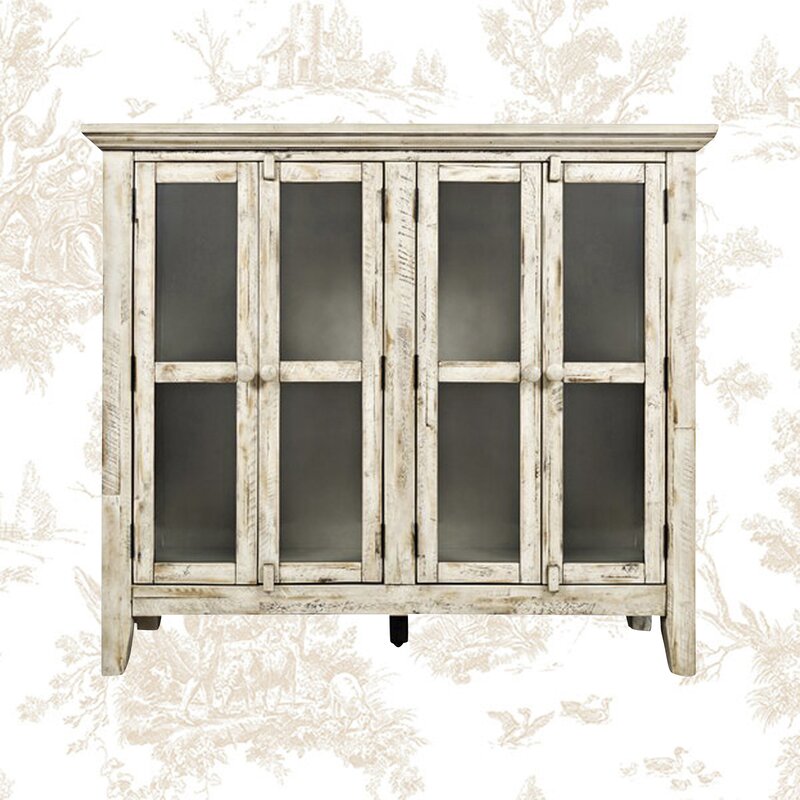 Eau Claire 42'' Tall Glass 4 Door Accent Cabinet Scrimshaw Furniture