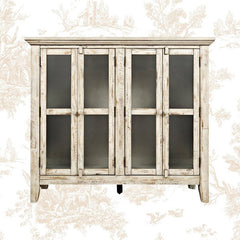 Eau Claire 42'' Tall Glass 4 Door Accent Cabinet Scrimshaw Furniture