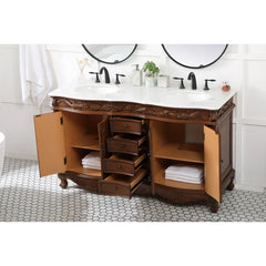 Teak Ebbert 60" Double Bathroom Vanity Set Hand Painted Teak Finish Cabinet