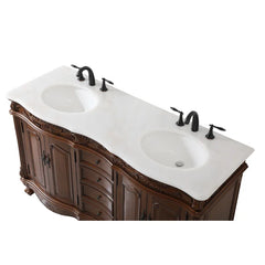 Teak Ebbert 60" Double Bathroom Vanity Set Hand Painted Teak Finish Cabinet