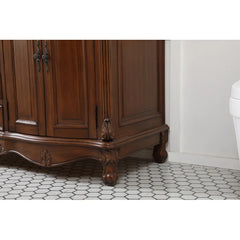 Teak Ebbert 60" Double Bathroom Vanity Set Hand Painted Teak Finish Cabinet