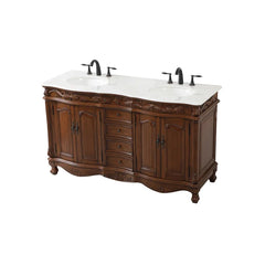 Teak Ebbert 60" Double Bathroom Vanity Set Hand Painted Teak Finish Cabinet