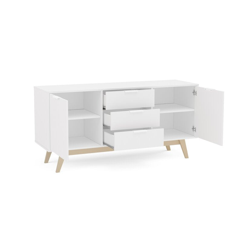 59.06'' Wide 3 Drawer Sideboard Two Drawers Offer Shelved Cabinet Storage for Everything Perfect for Organize
