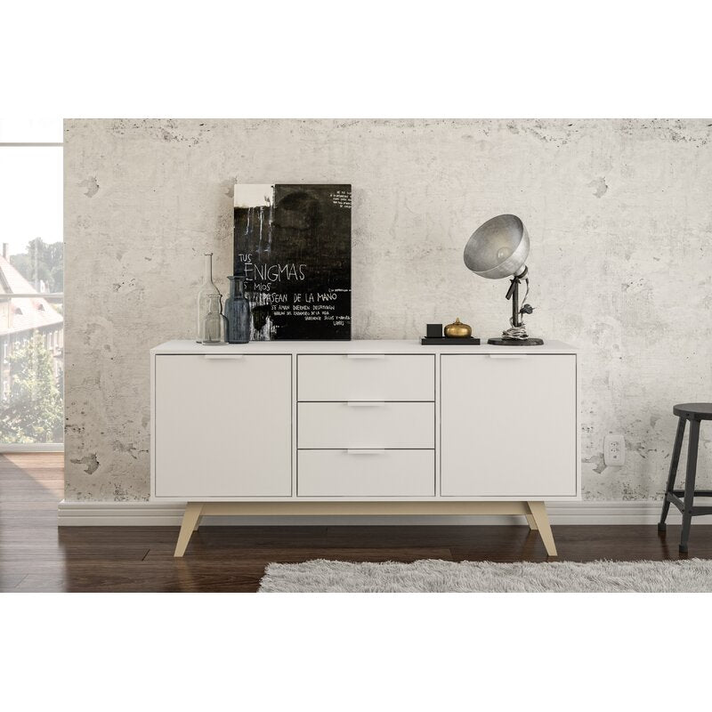 59.06'' Wide 3 Drawer Sideboard Two Drawers Offer Shelved Cabinet Storage for Everything Perfect for Organize