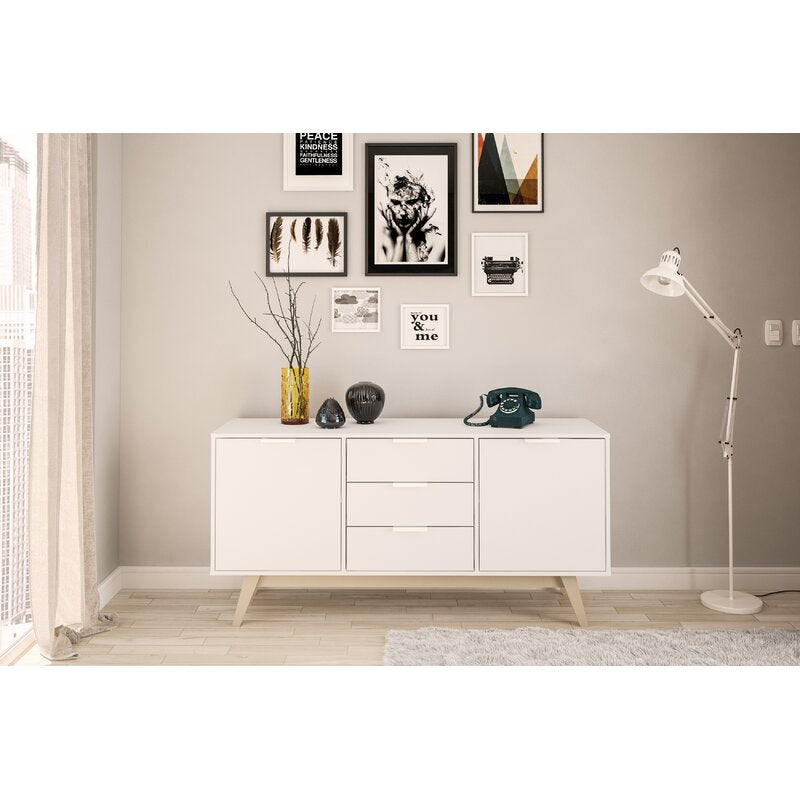 59.06'' Wide 3 Drawer Sideboard Two Drawers Offer Shelved Cabinet Storage for Everything Perfect for Organize