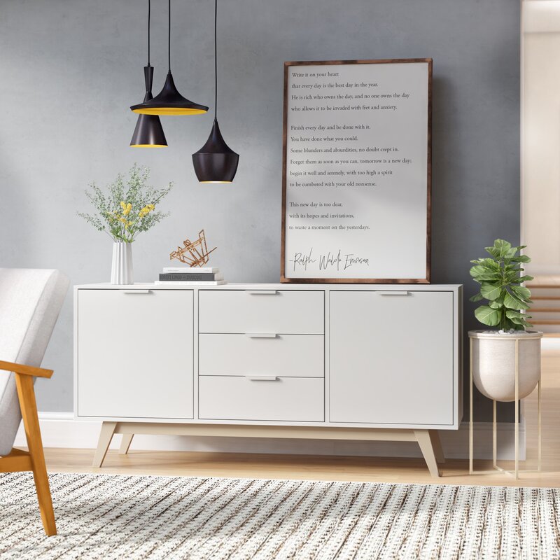 59.06'' Wide 3 Drawer Sideboard Two Drawers Offer Shelved Cabinet Storage for Everything Perfect for Organize