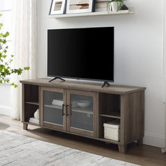 Gray Wash Eberardo TV Stand for TVs up to 58" Clean Lined Bar Pulls Hardware