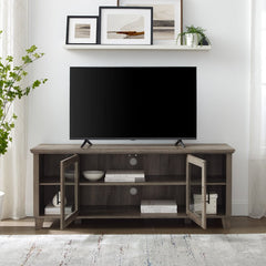 Gray Wash Eberardo TV Stand for TVs up to 58" Clean Lined Bar Pulls Hardware