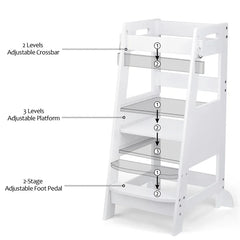 White Eccles Step Stool Height Adjustable Design Provide Perfect Support