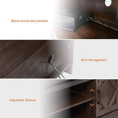 Brown Edgard TV Stand for TVs up to 65" Classical Design Sliding Barn Doors