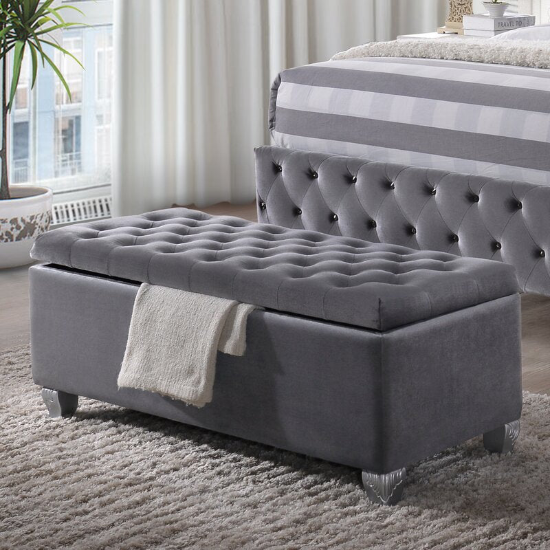 Upholstered Flip Top Storage Bench Brings Luxe Style To Your Bedroom Living Room