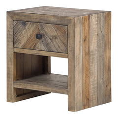 solid reclaimed pine Wood Edith 24'' Tall 1 - Drawer Nightstand in Brown