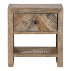 solid reclaimed pine Wood Edith 24'' Tall 1 - Drawer Nightstand in Brown