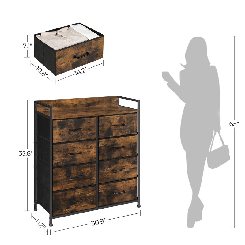 Edmee 8 Drawer 30.9'' W Durable Indoor Polyester Wrapped MDF Front