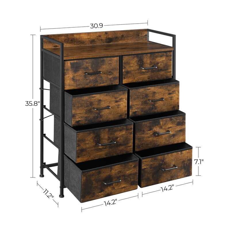 Edmee 8 Drawer 30.9'' W Durable Indoor Polyester Wrapped MDF Front