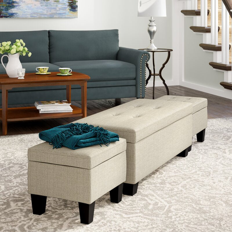 Edyth 17'' Wide Tufted Rectangle Storage Ottoman with Storage
