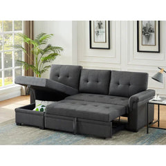 Dark Gray Efim 84" Wide Reversible Sleeper Sofa & Chaise Design