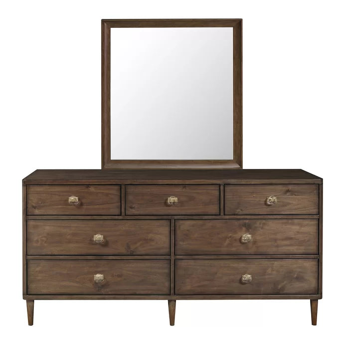 Egypt 7 Drawer 64'' W Double Dresser Mid Century Modern Vintage Inspired Accents