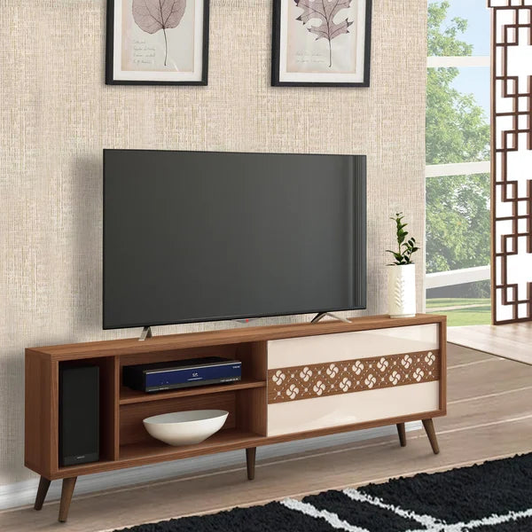 Solid Wood Eile TV Stand for TVs up to 75" Three Open Compartments Perfect for Space Saving