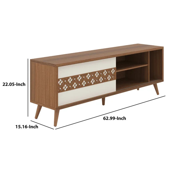Solid Wood Eile TV Stand for TVs up to 75" Three Open Compartments Perfect for Space Saving