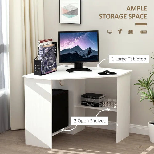 Corner desk cable outlet management