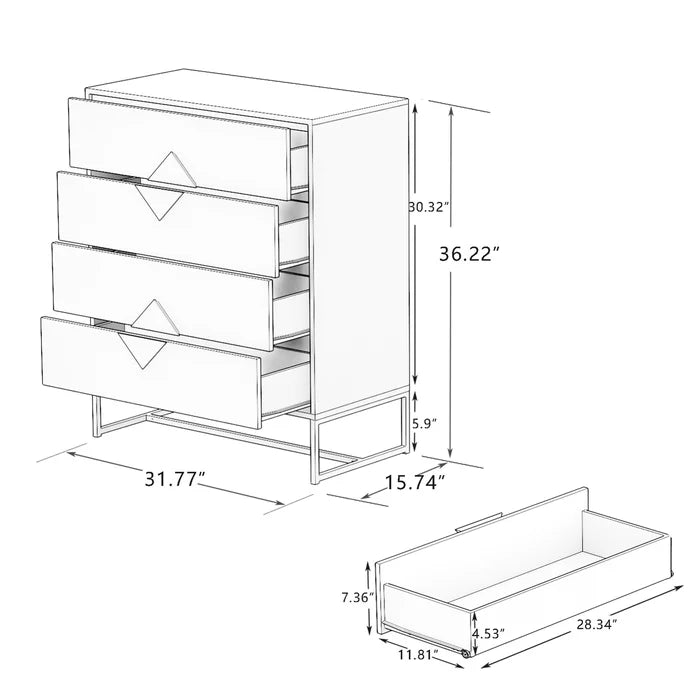 El-Yri 4 Drawer 31.49'' W Chest Outstanding Wooden Handle Stable and Durable