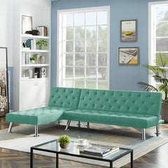 Green Eladio Twin 94.09'' Wide Tufted Back Convertible Sofa Indoor Design