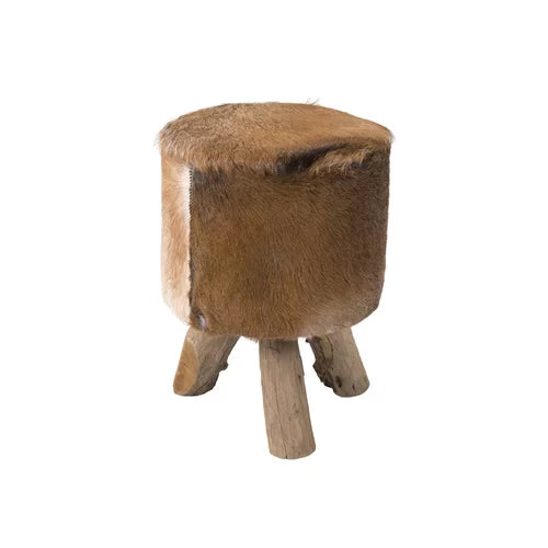 Elba 18'' Tall Solid Wood Accent Stool 3 Teak Wood Tripod-Style Legs