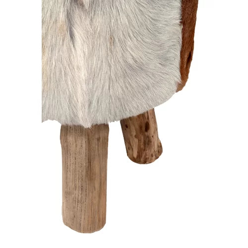 Elba 18'' Tall Solid Wood Accent Stool 3 Teak Wood Tripod-Style Legs