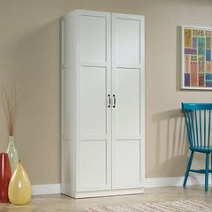 White Elborough Armoire Durable Storage Cabinet has Four Adjustable Shelves