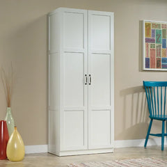 White Elborough Armoire Two-Door Storage Cabinet Crafted Of Manufactured Wood