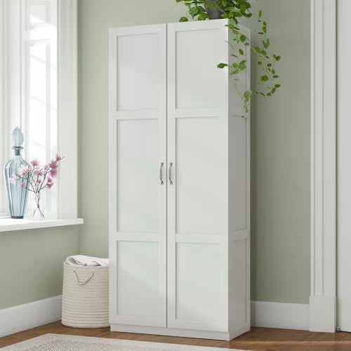 White Elborough Armoire Two-Door Storage Cabinet Crafted Of Manufactured Wood